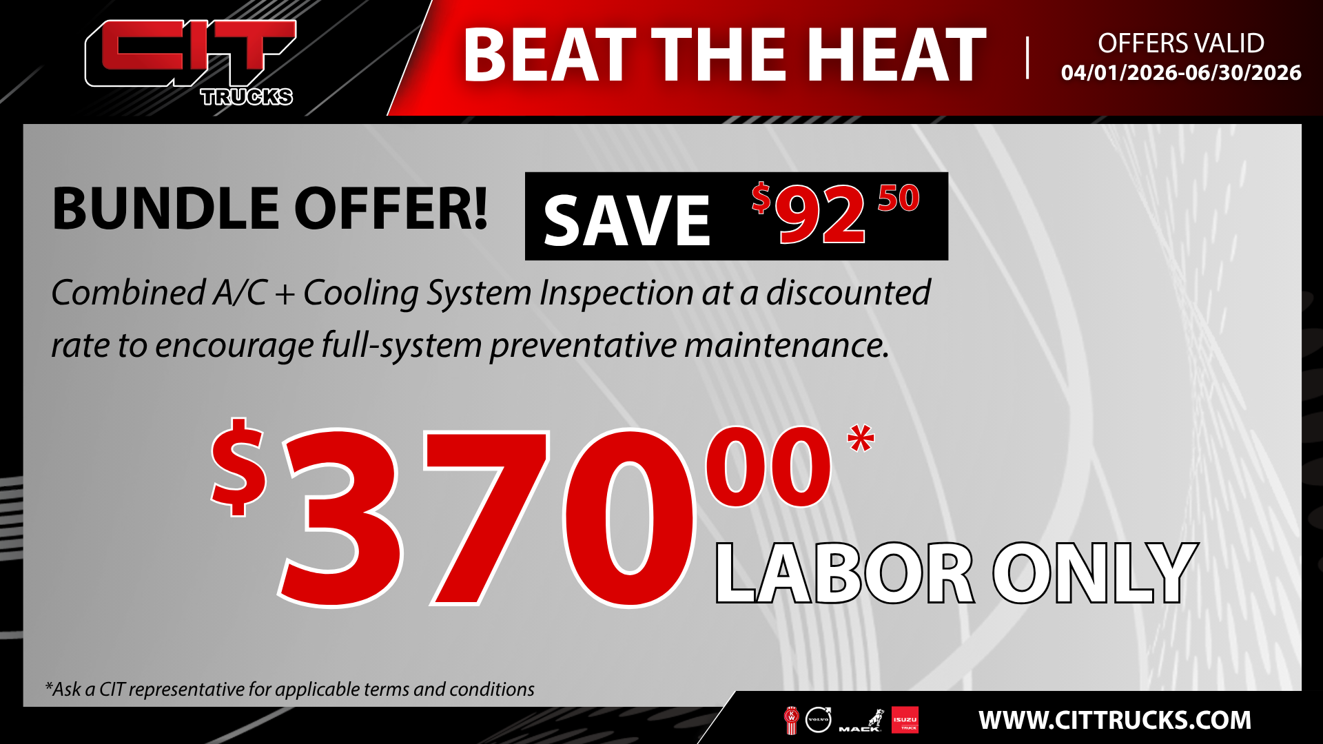 Springfield, IL 25 Bundle Offer - AC/Cooling System Inspection - CIT Trucks