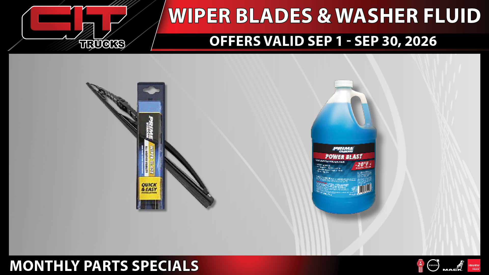 Wood Dale, IL 3 Wiper Blades / Washer Fluid - CIT Trucks